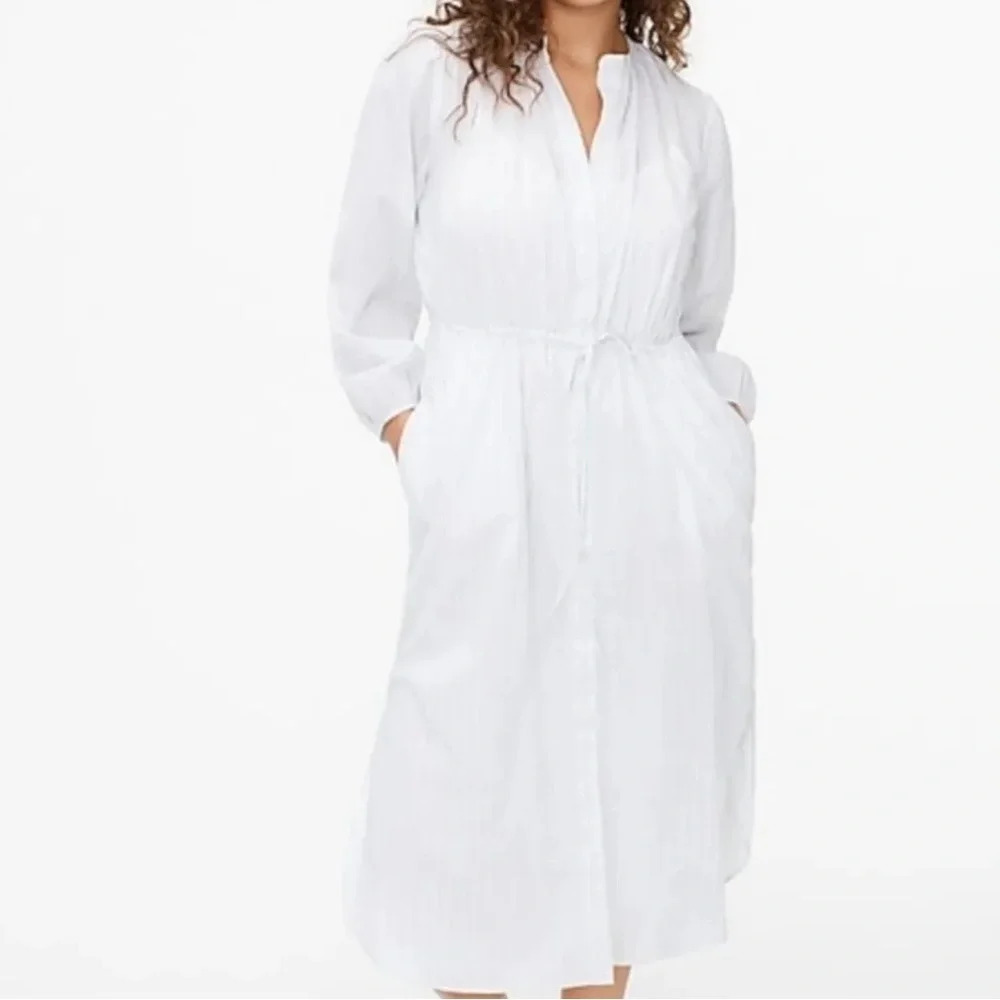 J. Crew Tie Waist Cotton Voile Midi Dress in Sheer Blue Deck Stripe - Size 12
